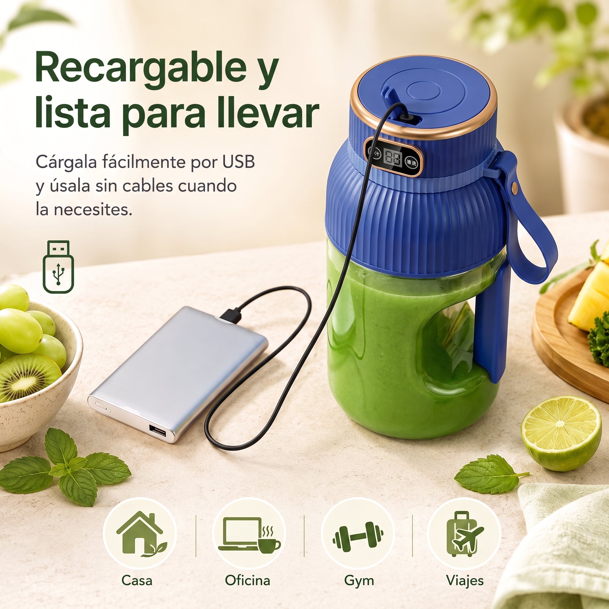 1000Ml Portable Juice Blender, USB Charging Juice Blender, Orange-Lemon Juice Cup, Fruit Smoothie Blender, Kitchen Tools